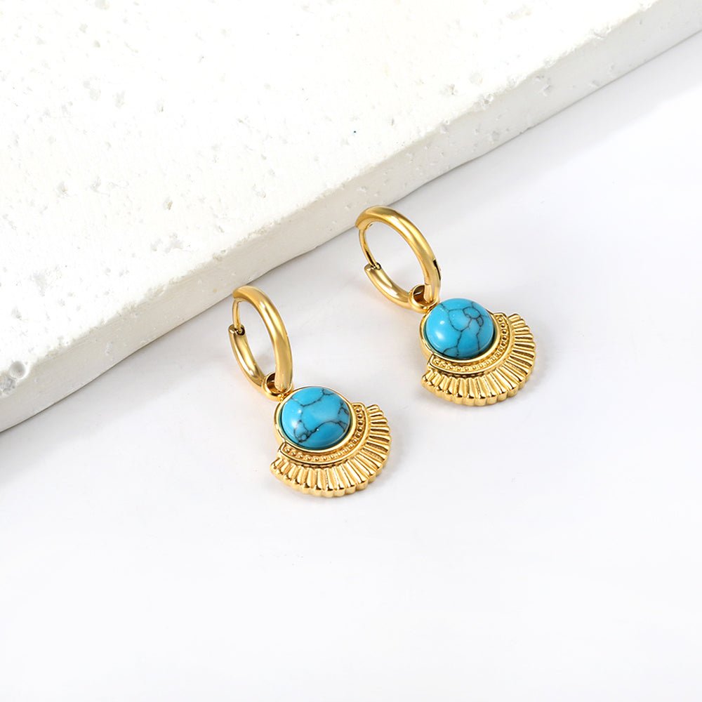 Turquoise Horizon Semicircle Studs - MacroPanora