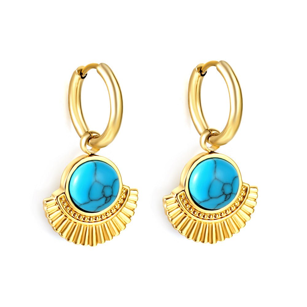 Turquoise Horizon Semicircle Studs - MacroPanora
