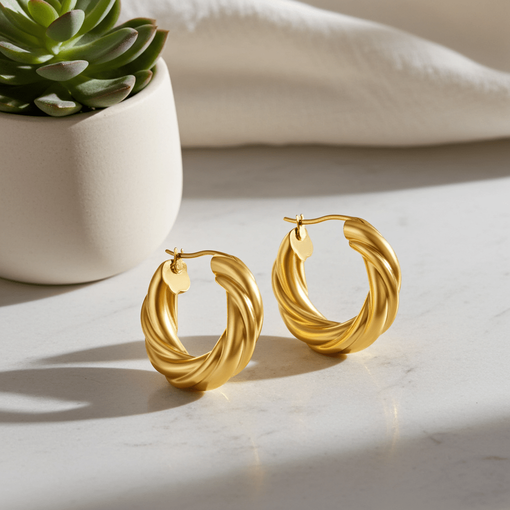 Twisted Gold Hoops - MacroPanora