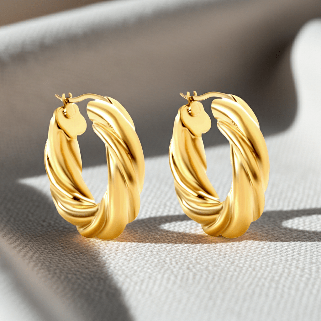 Twisted Gold Hoops - MacroPanora