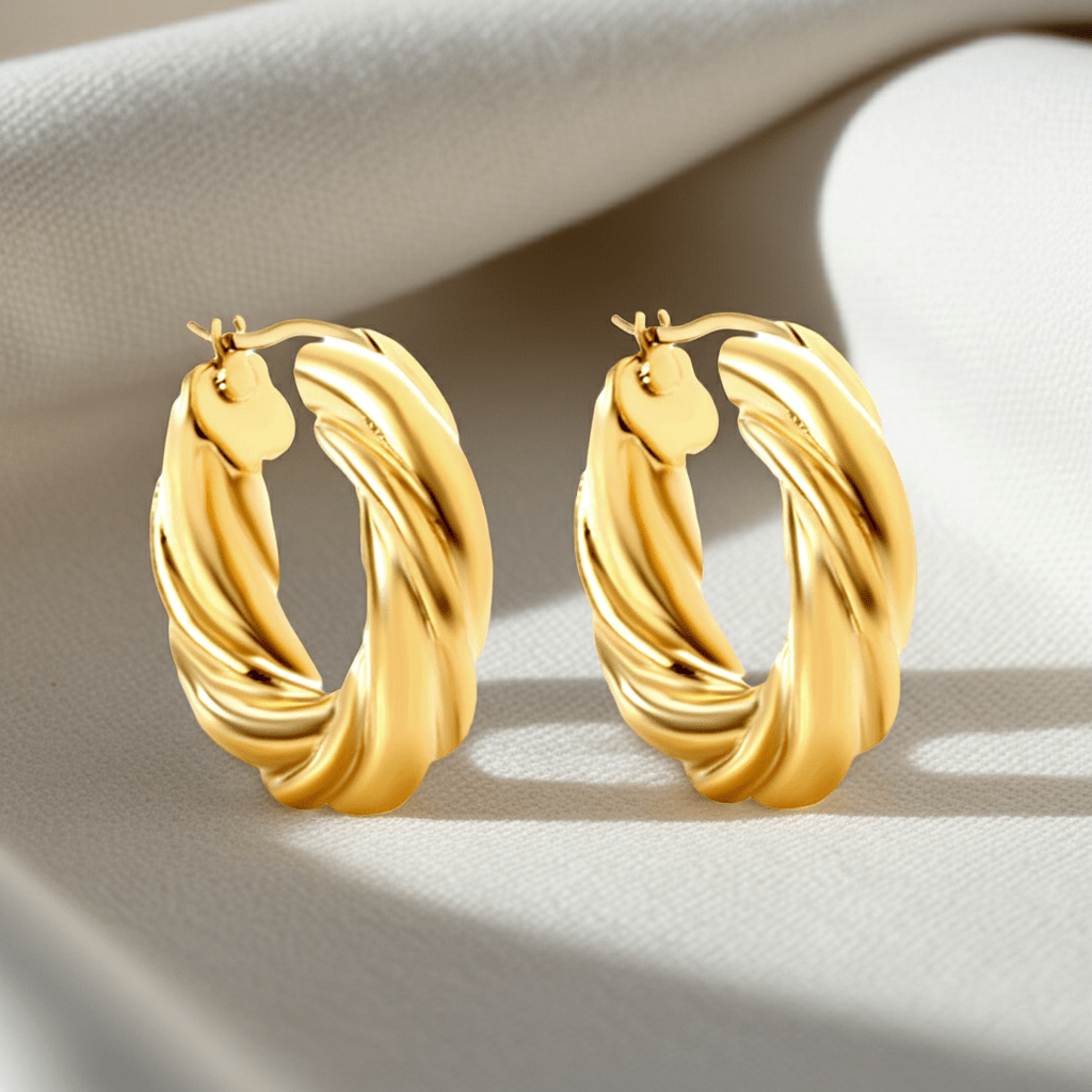 Twisted Gold Hoops - MacroPanora