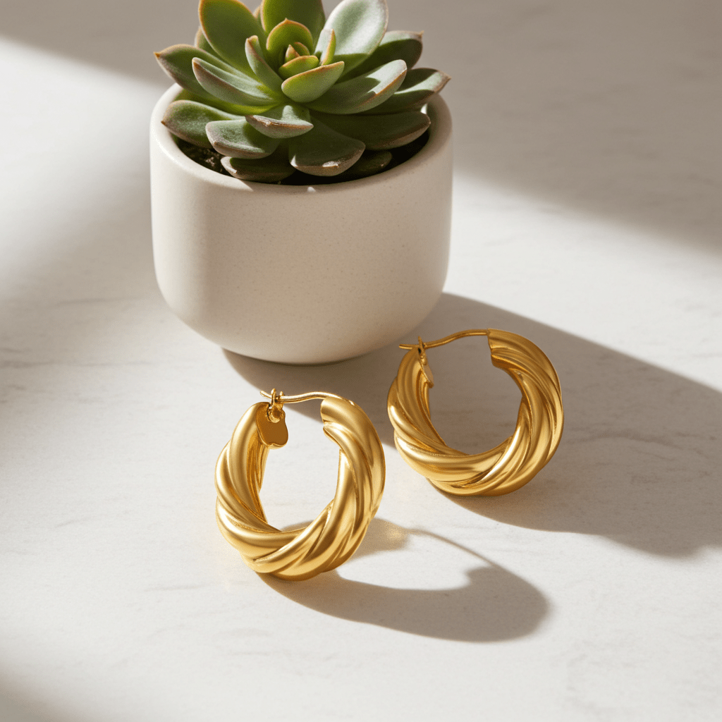 Twisted Gold Hoops - MacroPanora