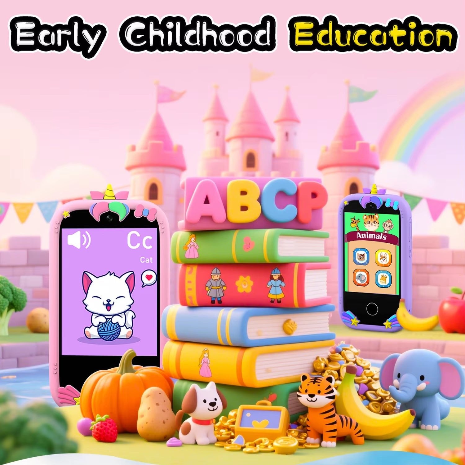 Upgrade Kid Smart Phone Toy 2.8 Inch Touch Video Recording Music Player 16 Games Baby Phone with 32G for Children Brithday Gifts - MacroPanora