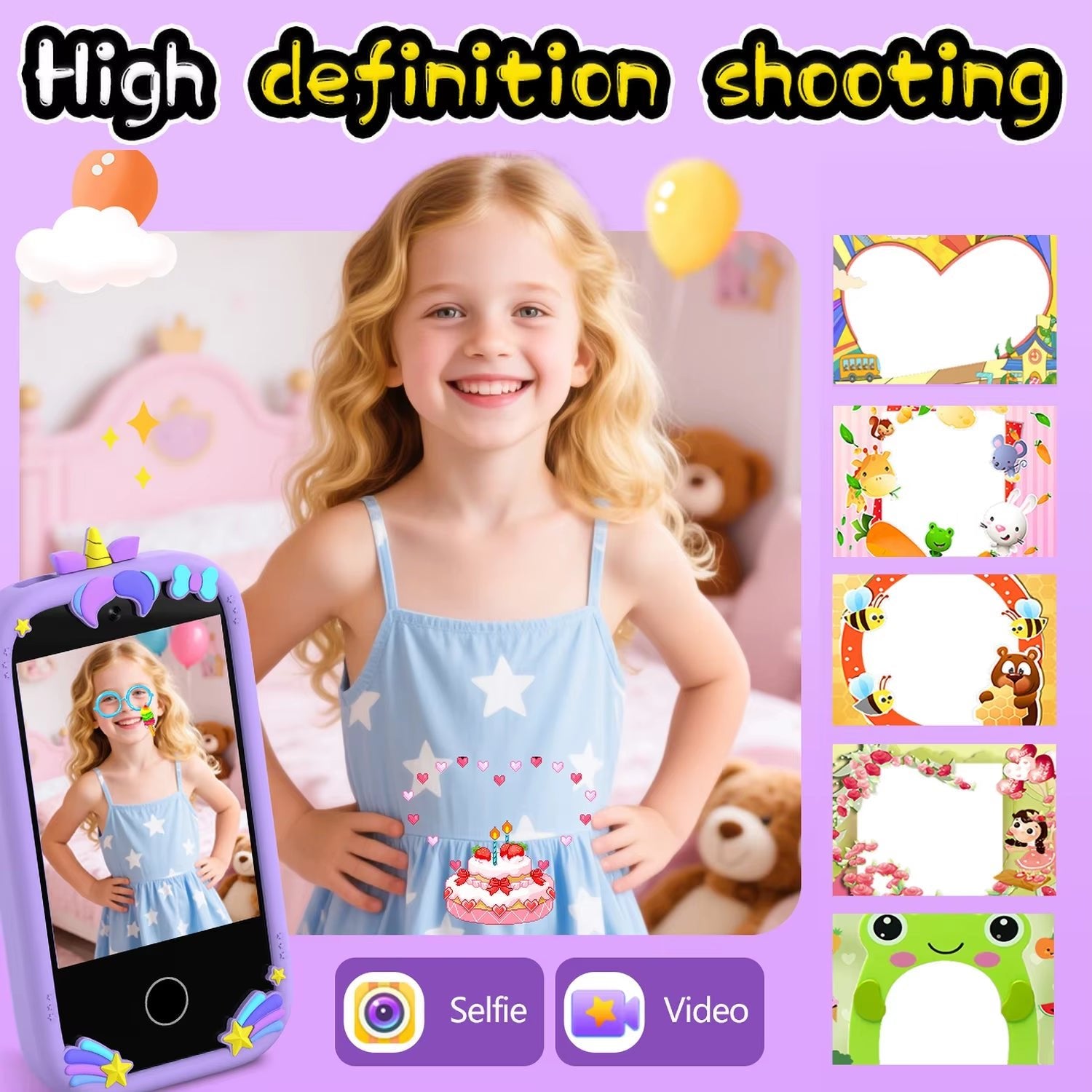 Upgrade Kid Smart Phone Toy 2.8 Inch Touch Video Recording Music Player 16 Games Baby Phone with 32G for Children Brithday Gifts - MacroPanora