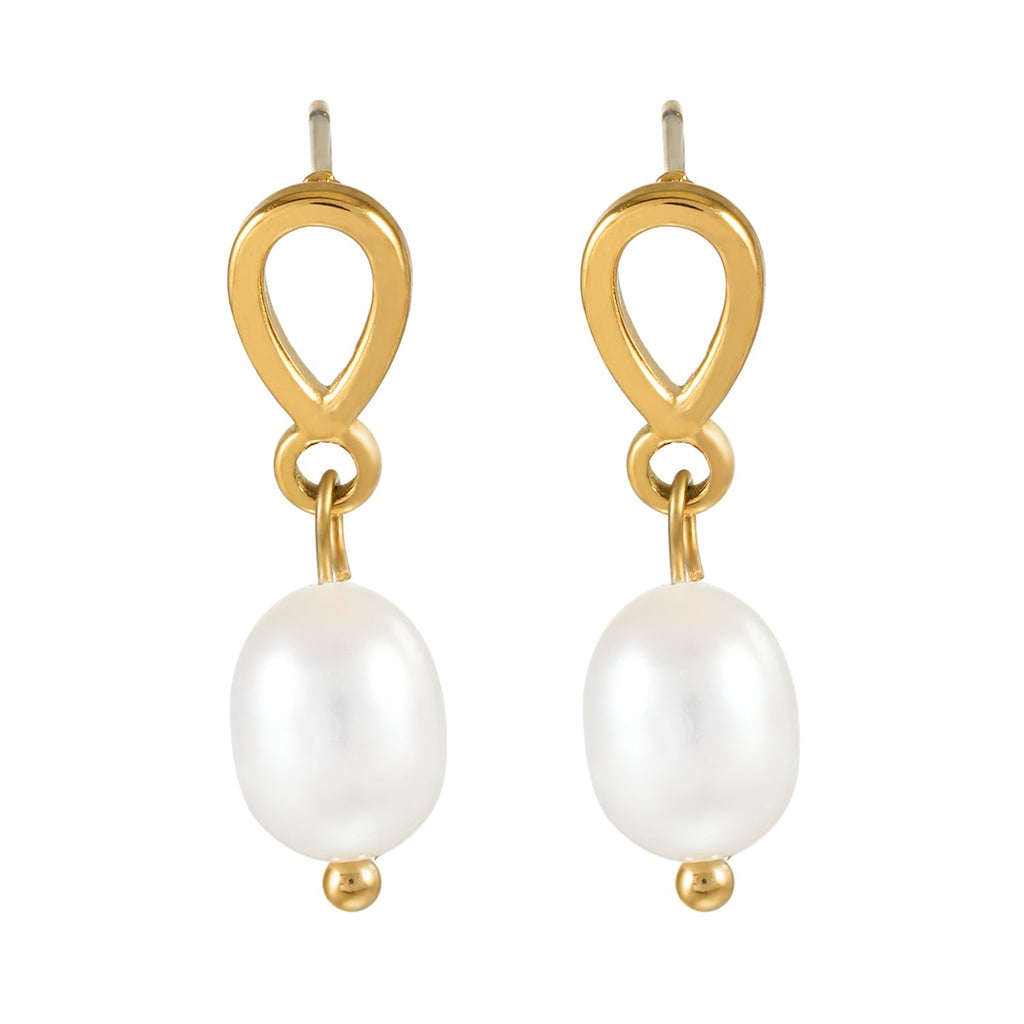 VARKONY Gold: Elegant Small Teardrop Earrings with Lustrous Freshwater Pearls - MacroPanora