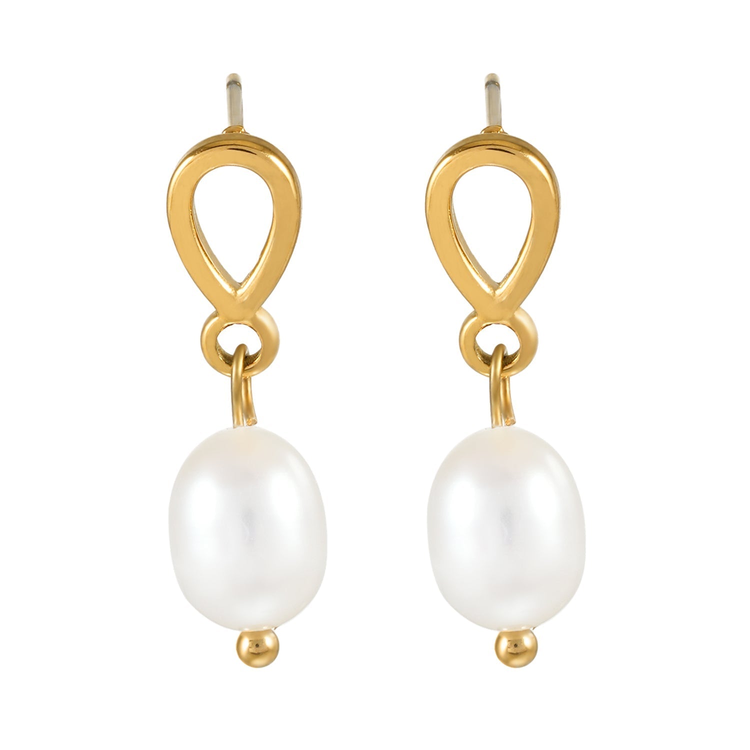 VARKONY Gold: Elegant Small Teardrop Earrings with Lustrous Freshwater Pearls - MacroPanora