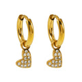 VIRTUOUS Gold: Mini Hoops with Zirconia Embedded Heart Charm - MacroPanora