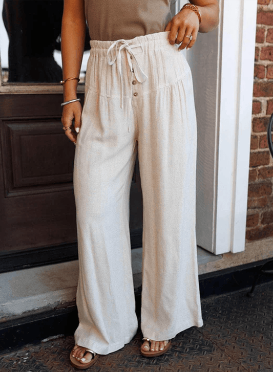 Women‚Äö Jet Stream Wide Leg Pants with Drawstring, Elastic Waist, and Pleated Detail for Effortless Style and Comfort - MacroPanora