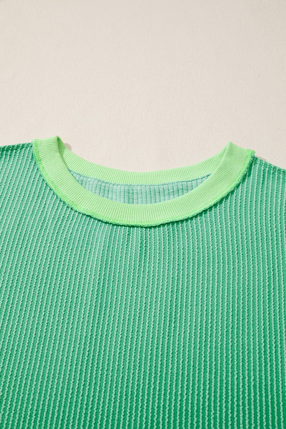 Women's Bright Green Loose Knit Top - Twisted Rib Design, Drop Shoulder, and Asymmetrical Hem for a Trendy Look - MacroPanora