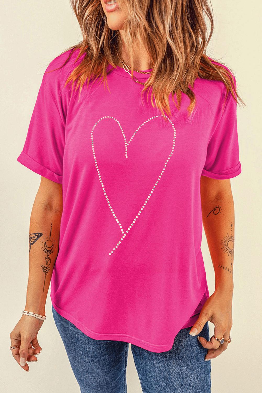 Women's Heart Graphic Tee - Soft Cotton, Perfect for Valentine's Day and Daily Wear - MacroPanora