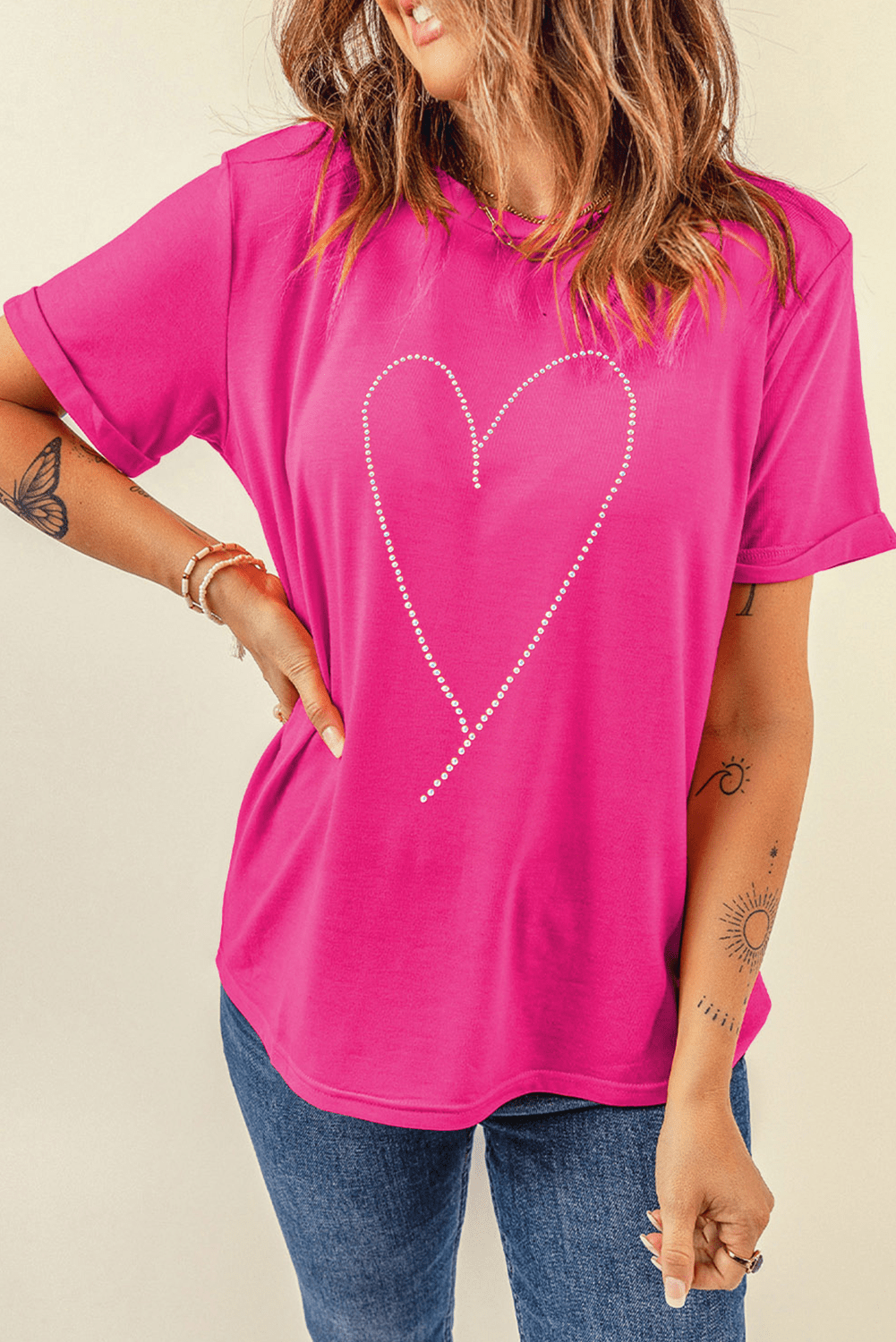Women's Heart Graphic Tee - Soft Cotton, Perfect for Valentine's Day and Daily Wear - MacroPanora