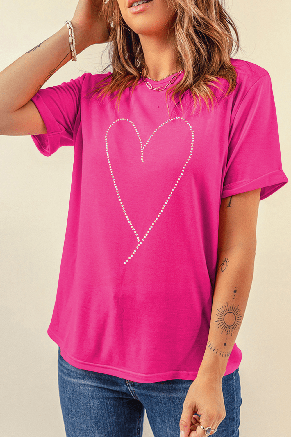 Women's Heart Graphic Tee - Soft Cotton, Perfect for Valentine's Day and Daily Wear - MacroPanora