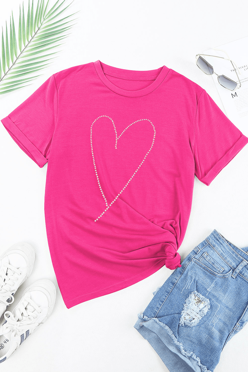 Women's Heart Graphic Tee - Soft Cotton, Perfect for Valentine's Day and Daily Wear - MacroPanora