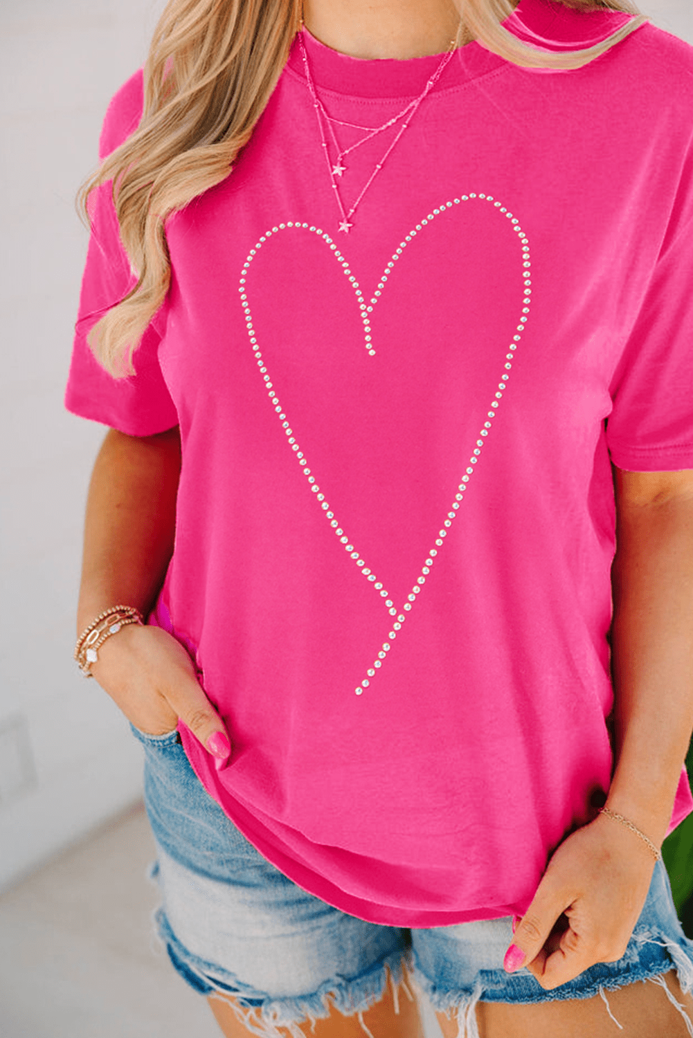 Women's Heart Graphic Tee - Soft Cotton, Perfect for Valentine's Day and Daily Wear - MacroPanora