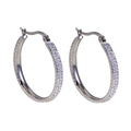 YARA Silver (White Gold): 'Pavé All the Way' Zirconia Hoop Earrings (Regular Size) - MacroPanora