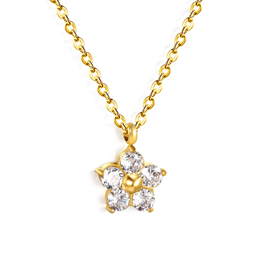 Zircon Blossom Pendant Necklace - MacroPanora