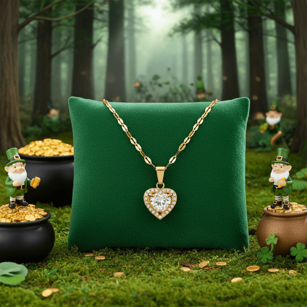 ZITA Gold: Gucci-Style Dainty Chain Necklace with Sparkling Petit Pavé Heart Pendant - MacroPanora