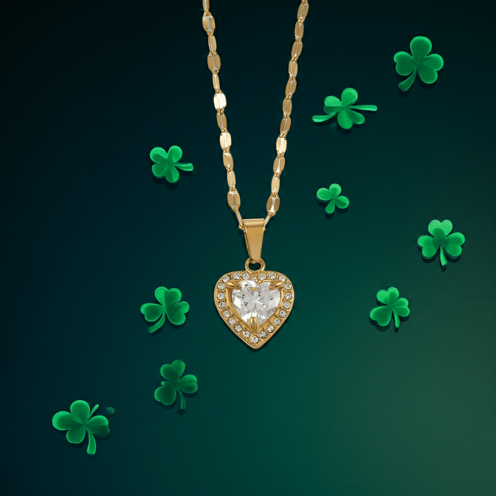 ZITA Gold: Gucci-Style Dainty Chain Necklace with Sparkling Petit Pavé Heart Pendant - MacroPanora