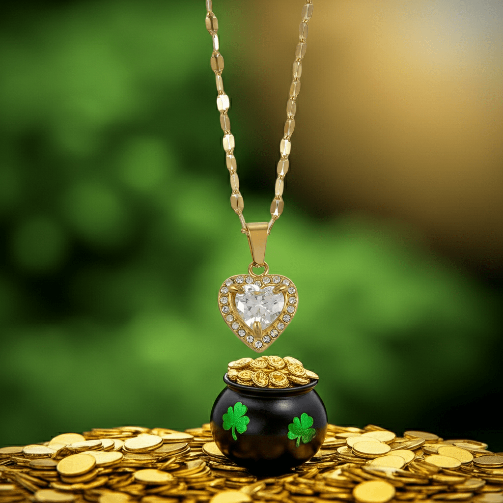 ZITA Gold: Gucci-Style Dainty Chain Necklace with Sparkling Petit Pavé Heart Pendant - MacroPanora